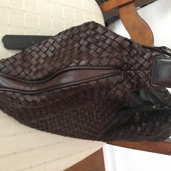 Estine Brown Woven Soft Leather Bag - Picture 2 of 5